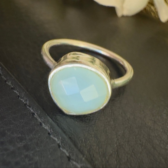 Sterling Silver Light Blue Green Teardrop Gemstone Ring Solid 925 Sterling Silve - Picture 6 of 15